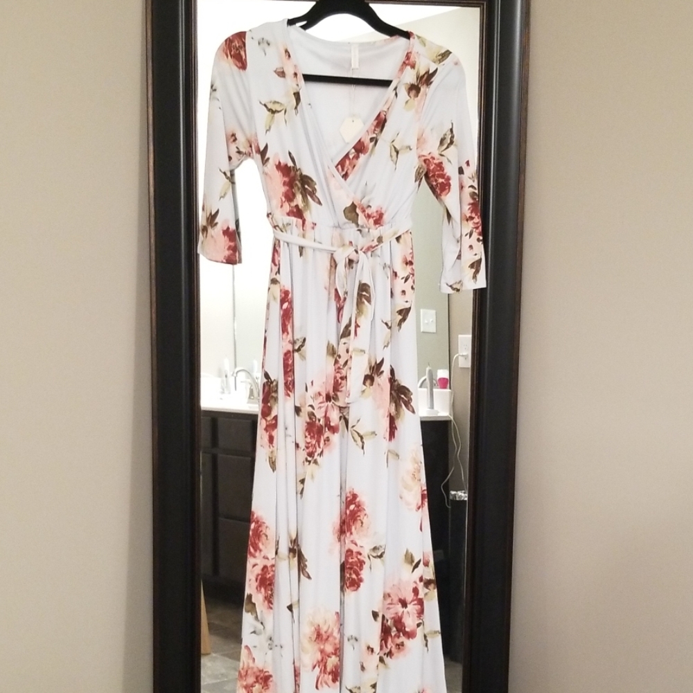 Gorgeous light blue floral maxi dress